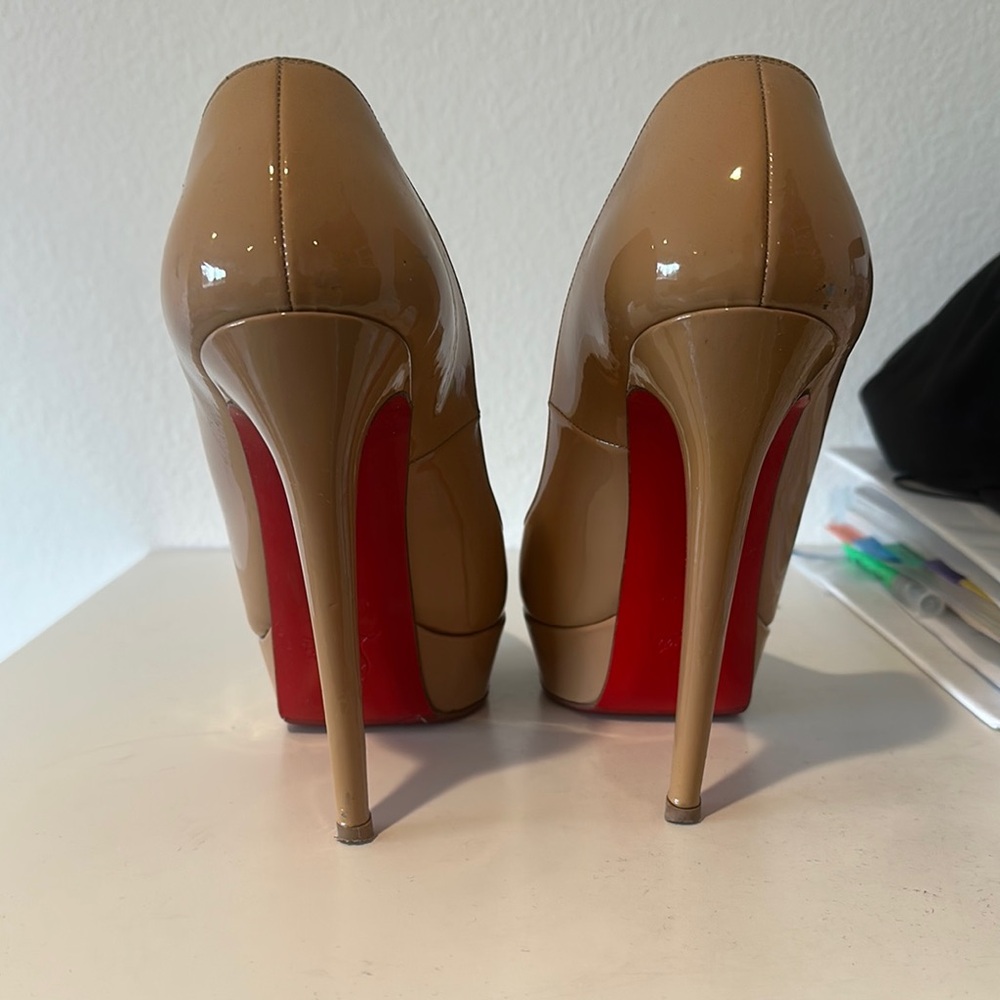 Christian Louboutin Tan Red Sole Heels